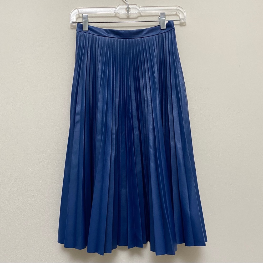 SOLD Topshop blue faux leather pleated skirt